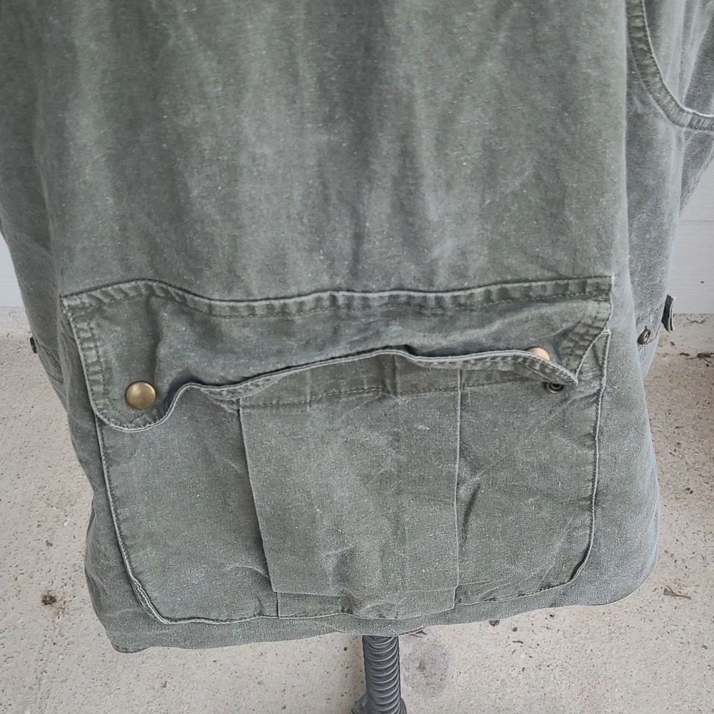 BANANA REPUBLIC Safari & Travel‎ Green Grey Cotton Mens XL Full Zip Up Vest VTG